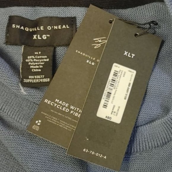 Shaquille O'Neal Men's Gray Long Sleeve Crew Neck Light Sweater XLT - Picture 3 of 3